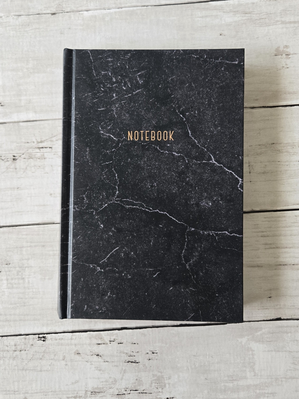 DesignWorks Ink Black Marble Notebook with White Logo
